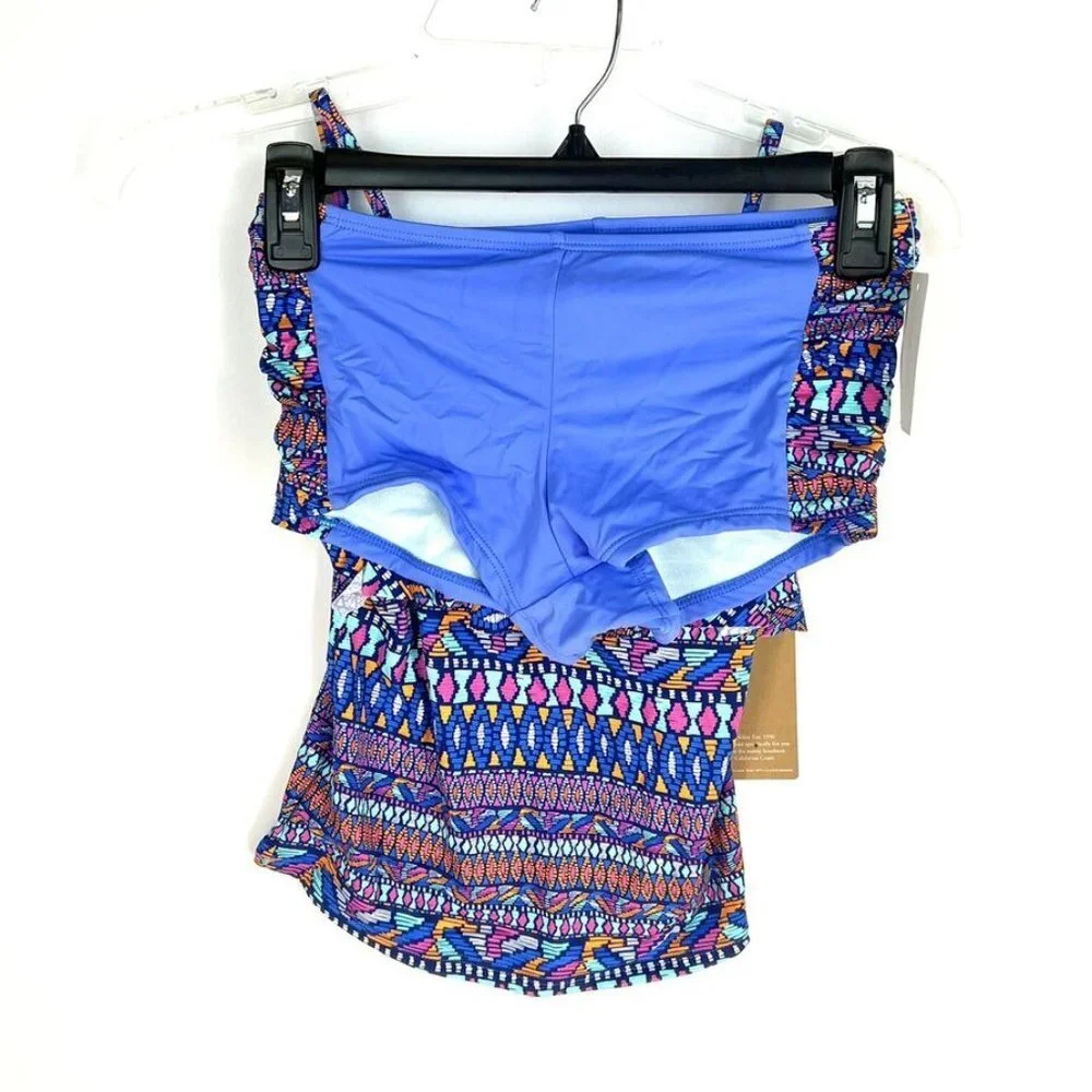 Hobie Girl’s Two Piece Multicolor Tankini Set Size 10